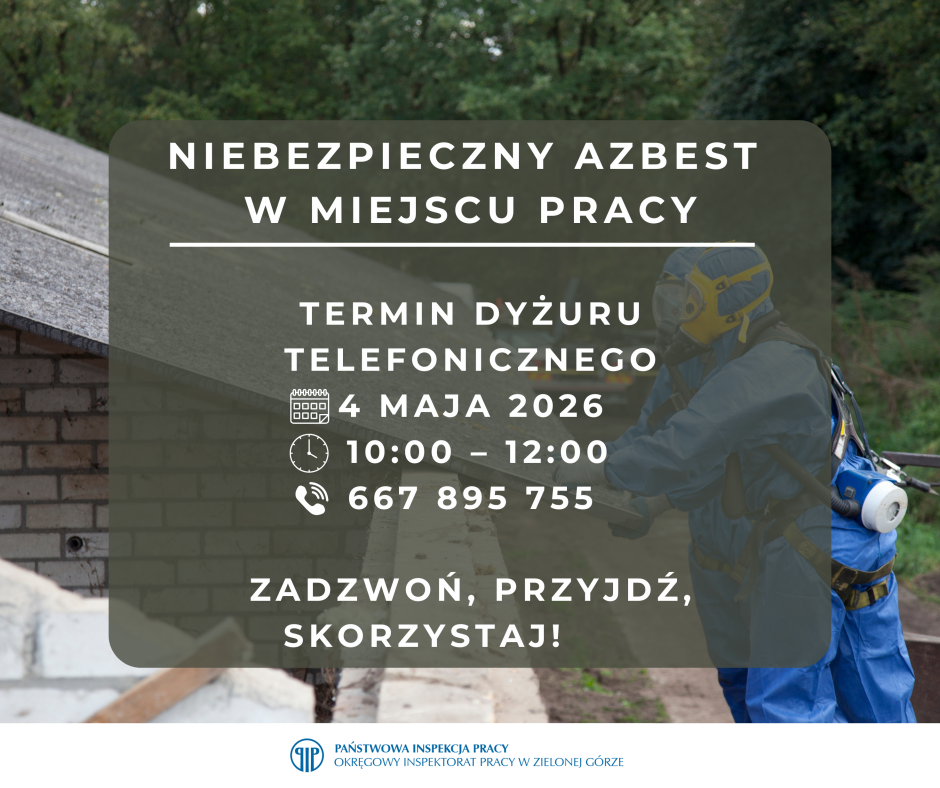Dyżur ekspercki w zakresie bezpieczeństwa i higieny pracy podczas usuwania azbestu.